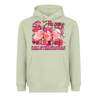 Matcha Happy Hallothanksmas Pigs pink Heavyweight Hoodie - NancyCooperArtShop