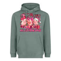 Sage Happy Hallothanksmas Pigs pink Heavyweight Hoodie - NancyCooperArtShop
