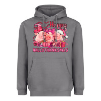 Storm Happy Hallothanksmas Pigs pink Heavyweight Hoodie - NancyCooperArtShop