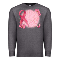 Charcoal Heather customized breast cancer ribbon and background Premium Sweatshirt - MaliasSmallBusiness