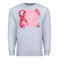 Heather Grey customized breast cancer ribbon and background Premium Sweatshirt - MaliasSmallBusiness