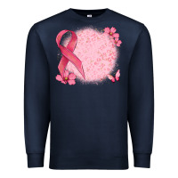 Navy customized breast cancer ribbon and background Premium Sweatshirt - MaliasSmallBusiness