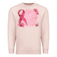 Pale Pink customized breast cancer ribbon and background Premium Sweatshirt - MaliasSmallBusiness