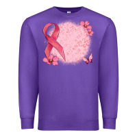 Purple customized breast cancer ribbon and background Premium Sweatshirt - MaliasSmallBusiness
