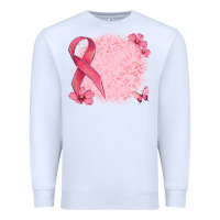 White customized breast cancer ribbon and background Premium Sweatshirt - MaliasSmallBusiness