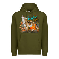 Army Green Wild About Fall Coyote Premium Hoodie - LillyAllenDesigns