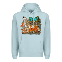 Blue Mist Wild About Fall Coyote Premium Hoodie - LillyAllenDesigns