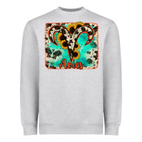Heather Grey aries turquoise cowhide Heavyweight Sweatshirt - RanaPortraitStore