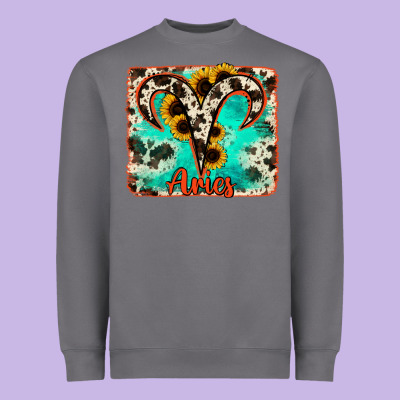 Aries Turquoise Cowhide Heavyweight Sweatshirt Designed By Ranaportraitstore