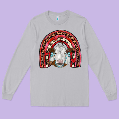 Valentines Simmental  Rainbow Long Sleeve Tee Designed By Jahusdesignshop