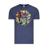 Vintage Denim He lives Easter with flowers Vintage Tee - Neo Western
