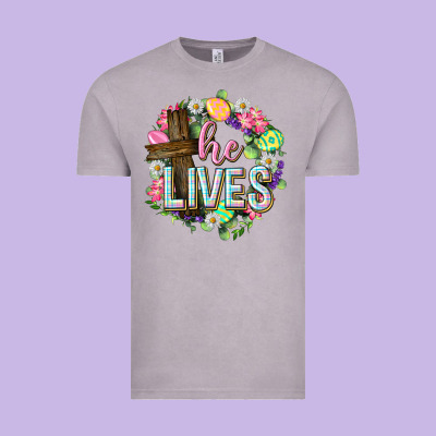 He Lives Easter With Flowers Vintage Tee Designed By Neo Western