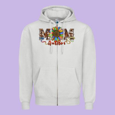 Autism Mom Zipper Hoodie Designed By Barkaloodesign