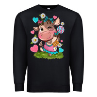 Black little cute cow Premium Sweatshirt - NancyCooperArtShop