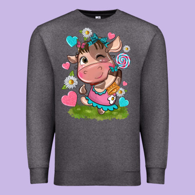 Little Cute Cow Premium Sweatshirt Designed By Nancycooperartshop