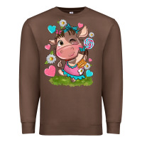 Chestnut little cute cow Premium Sweatshirt - NancyCooperArtShop