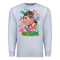 Heather Grey little cute cow Premium Sweatshirt - NancyCooperArtShop