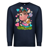 Navy little cute cow Premium Sweatshirt - NancyCooperArtShop