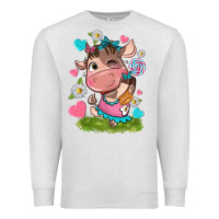 Oatmeal Heather little cute cow Premium Sweatshirt - NancyCooperArtShop
