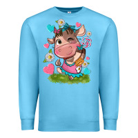 Ocean Blue little cute cow Premium Sweatshirt - NancyCooperArtShop