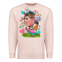 Pale Pink little cute cow Premium Sweatshirt - NancyCooperArtShop