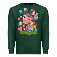 Sports Green little cute cow Premium Sweatshirt - NancyCooperArtShop