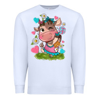 White little cute cow Premium Sweatshirt - NancyCooperArtShop