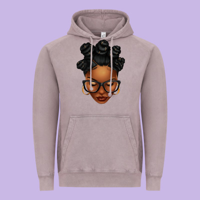 Afro Woman With Bantu Knots Vintage Hoodie Designed By Texasbilliewilder