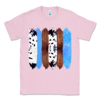 Bubblegum Pink Western Farm Life Cowhide Wood Blue Glitter Brush Stroke Classic Tee - Bettercallsaul