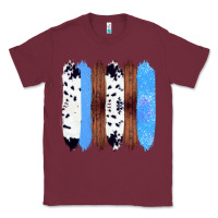 Burgundy Western Farm Life Cowhide Wood Blue Glitter Brush Stroke Classic Tee - Bettercallsaul