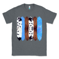 Charcoal Heather Western Farm Life Cowhide Wood Blue Glitter Brush Stroke Classic Tee - Bettercallsaul