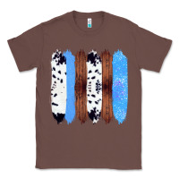 Chestnut Western Farm Life Cowhide Wood Blue Glitter Brush Stroke Classic Tee - Bettercallsaul
