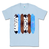 Dusty Blue Western Farm Life Cowhide Wood Blue Glitter Brush Stroke Classic Tee - Bettercallsaul