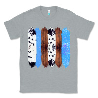 Heather Grey Western Farm Life Cowhide Wood Blue Glitter Brush Stroke Classic Tee - Bettercallsaul