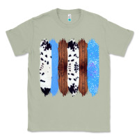 Matcha Western Farm Life Cowhide Wood Blue Glitter Brush Stroke Classic Tee - Bettercallsaul