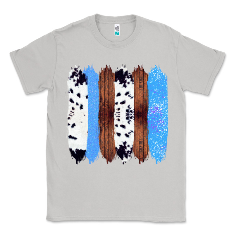 Western Farm Life Cowhide Wood Blue Glitter Brush Stroke Classic Tee by Bettercallsaul | Teevron