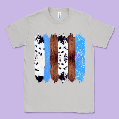 Western Farm Life Cowhide Wood Blue Glitter Brush Stroke Classic Tee Designed By Bettercallsaul