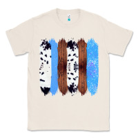 Natural Western Farm Life Cowhide Wood Blue Glitter Brush Stroke Classic Tee - Bettercallsaul