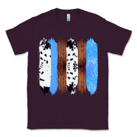 Plum Western Farm Life Cowhide Wood Blue Glitter Brush Stroke Classic Tee - Bettercallsaul