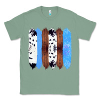 Sage Western Farm Life Cowhide Wood Blue Glitter Brush Stroke Classic Tee - Bettercallsaul