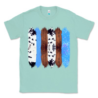 Seafoam Western Farm Life Cowhide Wood Blue Glitter Brush Stroke Classic Tee - Bettercallsaul