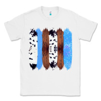 White Western Farm Life Cowhide Wood Blue Glitter Brush Stroke Classic Tee - Bettercallsaul