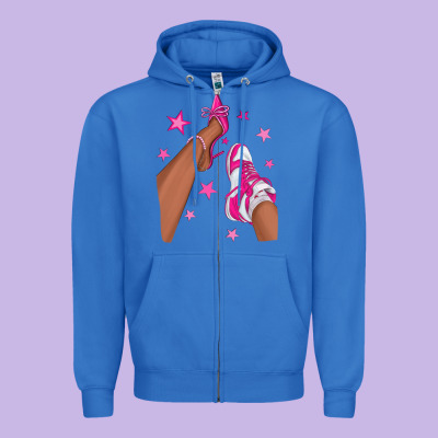 Afro Sneakers And Heels Zipper Hoodie Designed By Nancycooperartshop