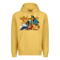 Antique Gold Welcome Fall With Crow Premium Hoodie - LillyAllenDesigns