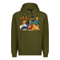 Army Green Welcome Fall With Crow Premium Hoodie - LillyAllenDesigns