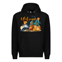 Black Welcome Fall With Crow Premium Hoodie - LillyAllenDesigns