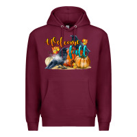 Burgundy Welcome Fall With Crow Premium Hoodie - LillyAllenDesigns
