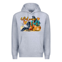 Heather Grey Welcome Fall With Crow Premium Hoodie - LillyAllenDesigns