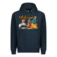 Navy Welcome Fall With Crow Premium Hoodie - LillyAllenDesigns
