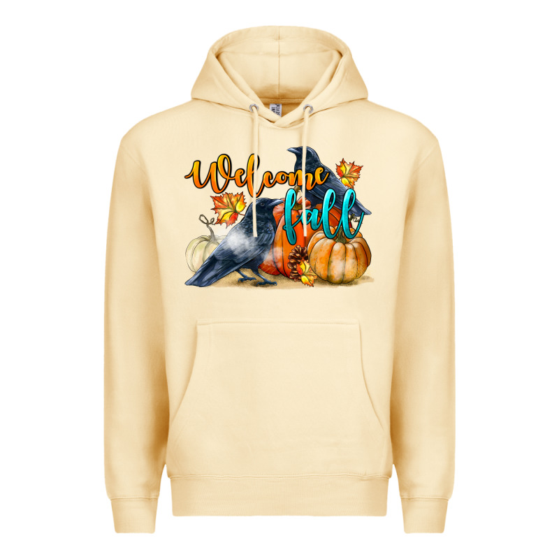 Welcome Fall With Crow Premium Hoodie by LillyAllenDesigns | Teevron
